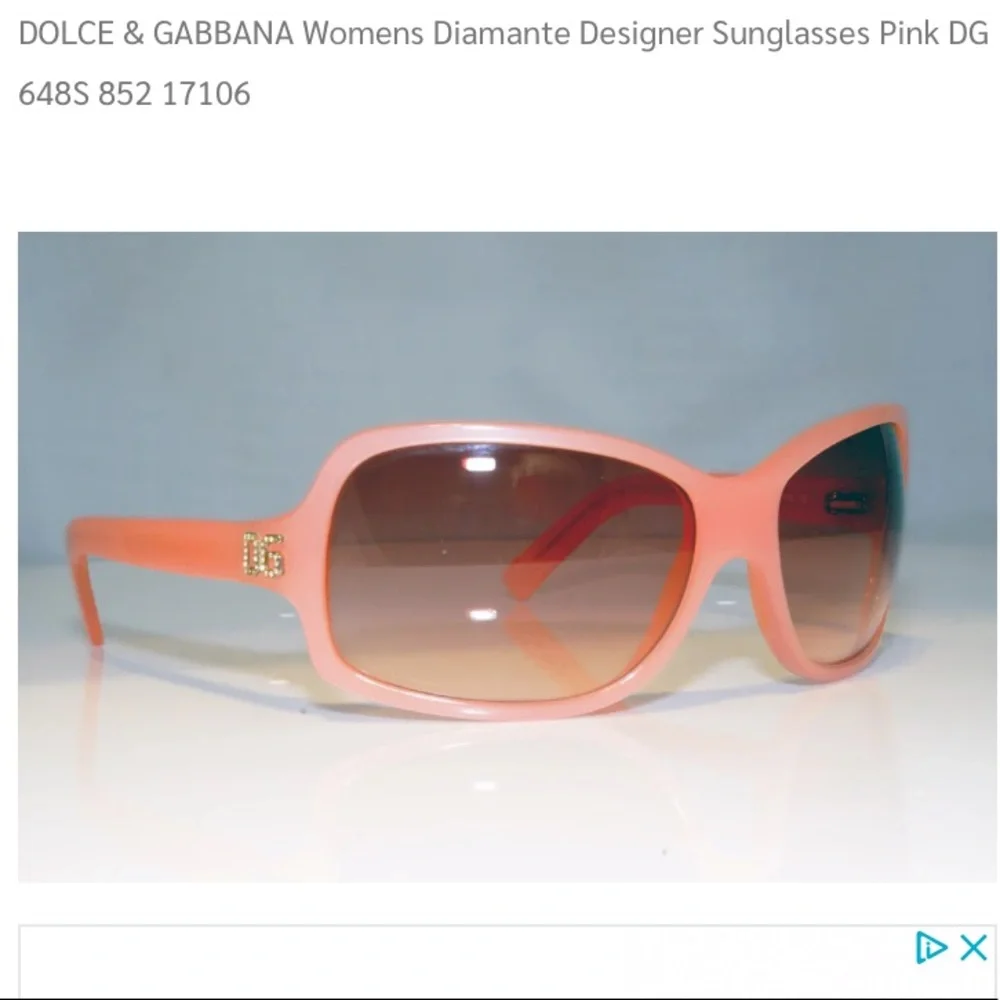 DOLCE & GABBANA RARE pink diamanté rectangular shield sunglasses WITH rhinestone